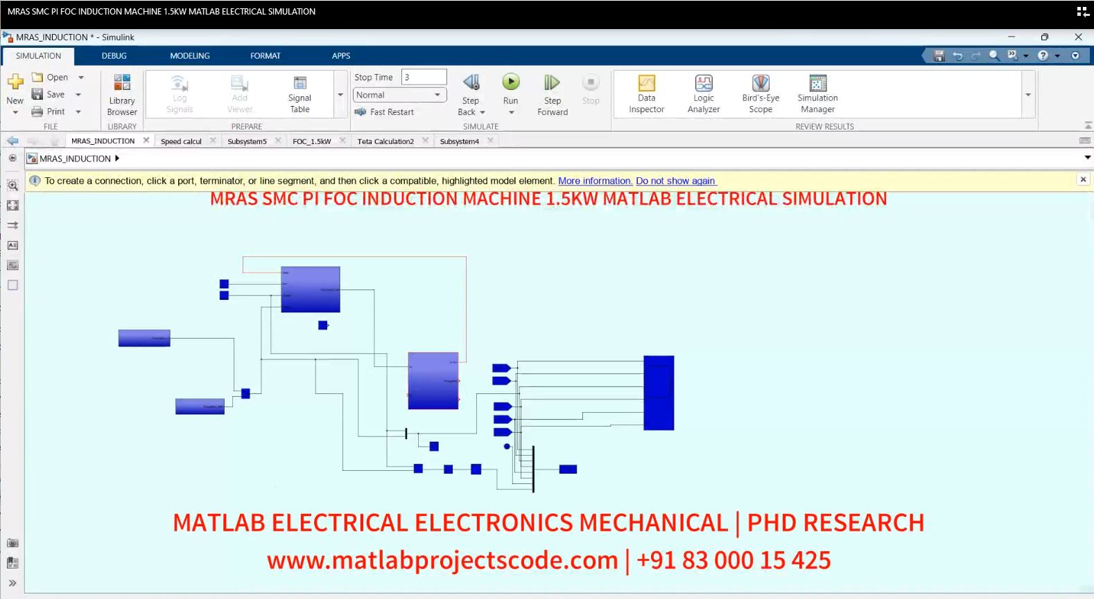 MRAS SMC PI FOC INDUCTION MACHINE 1.5KW MATLAB ELECTRICAL SIMULATION